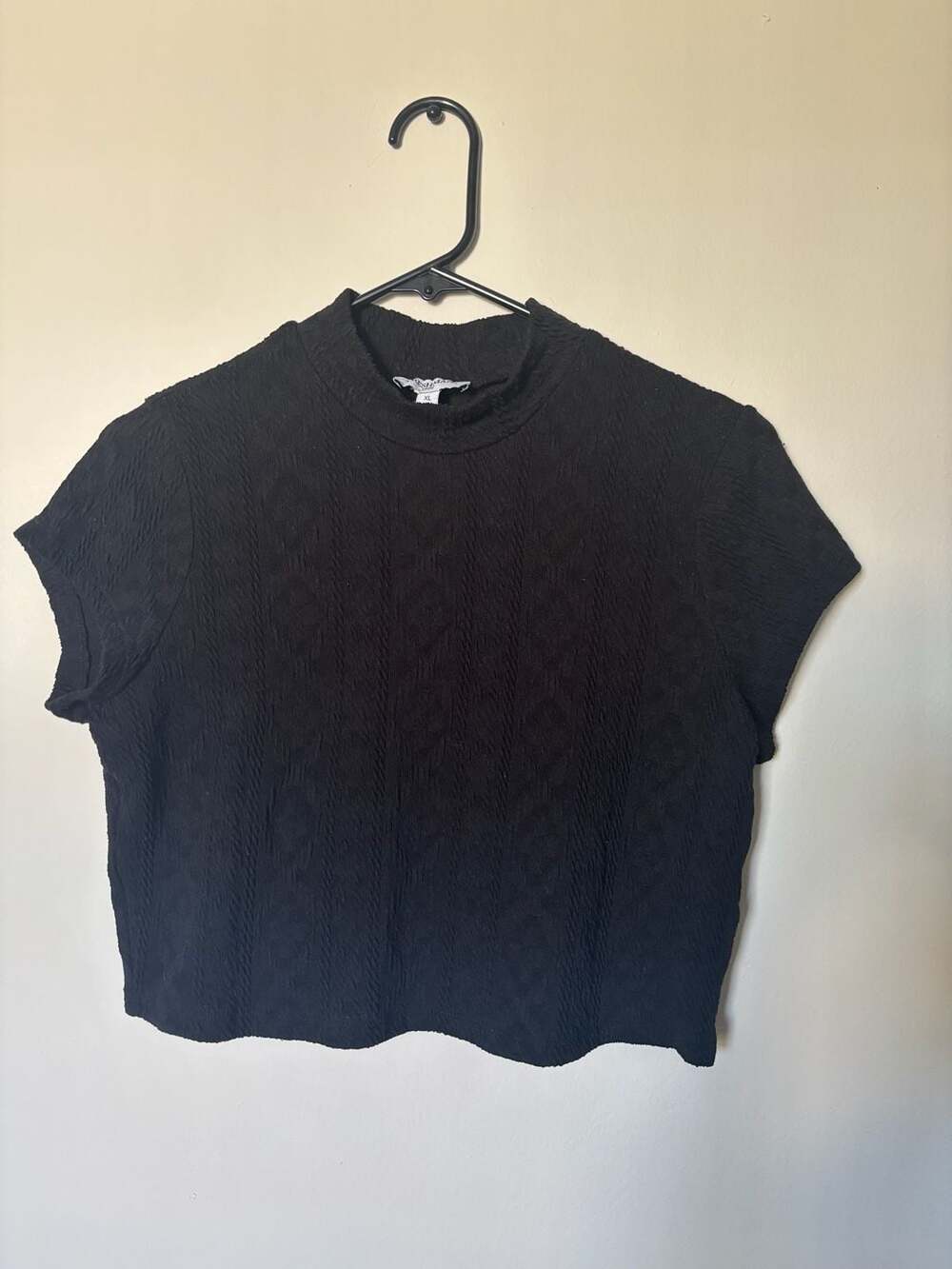 Freshman 1996 Mock Neck Short Sleeve Textured Knit Top